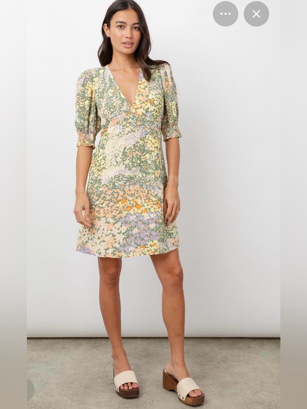 Rails Floral Mini Dress in Green, Yellow, Lavender and Cream